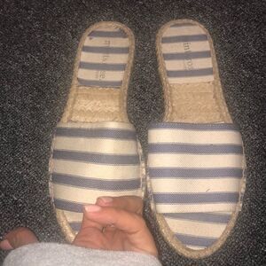 Mint and rose striped slides